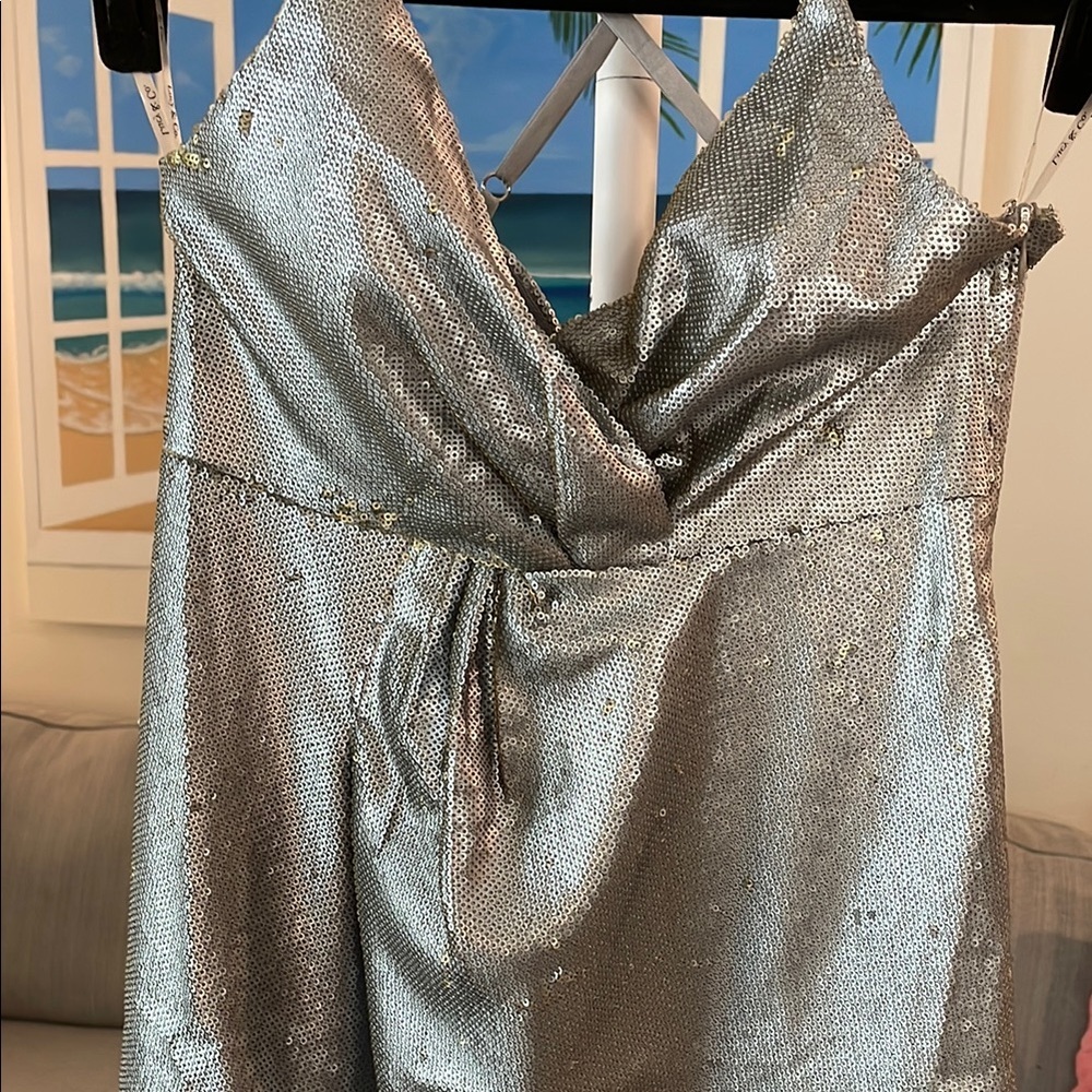 Silver Sequin Mini Dress
